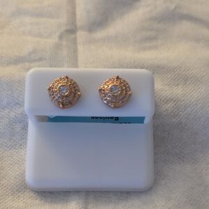 Elegant Rose Gold Over Silver Stud Moissanite Earrings